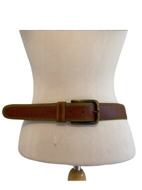 Fullum & Holt belt NWOT BROWN GREEN verdigris finish buckle two tones colorblock